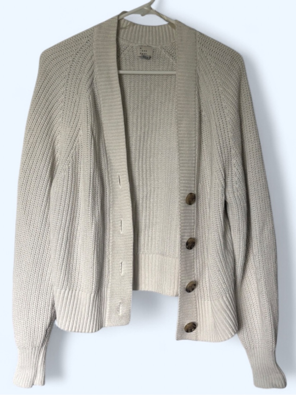 a new day Neutral Beige Ribbed Button-Front Knit Cardigan